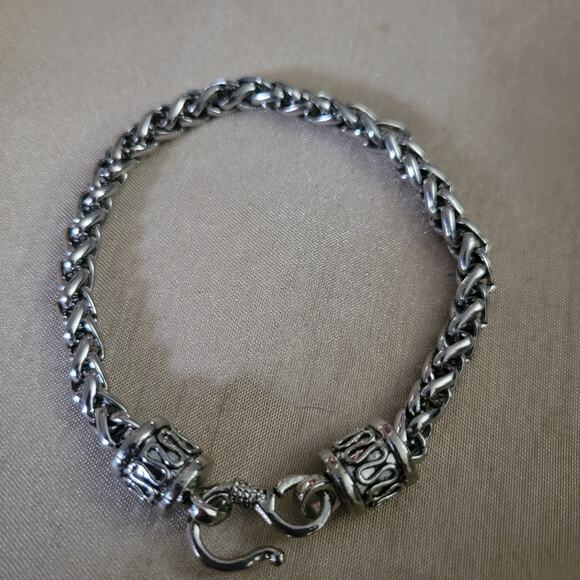 Men's stainless steel wheat chain chunky bracelet - Picture 4 of 5